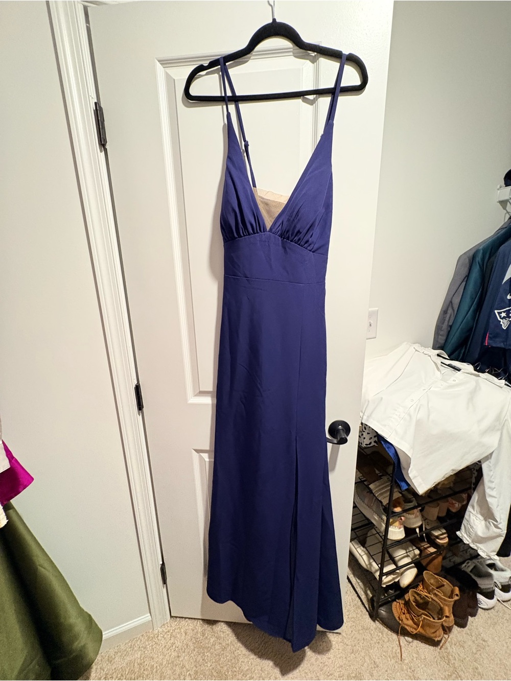 Revelry Navy Blue Carmen Crepe Dress